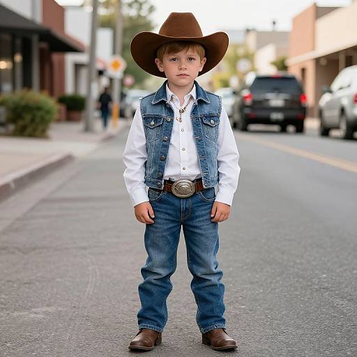 Young Cowboy in Street Scene