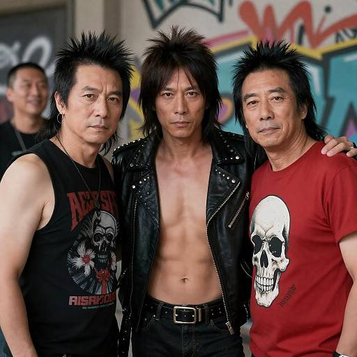 Dynamic Trio: Spiky Hair and Attitude