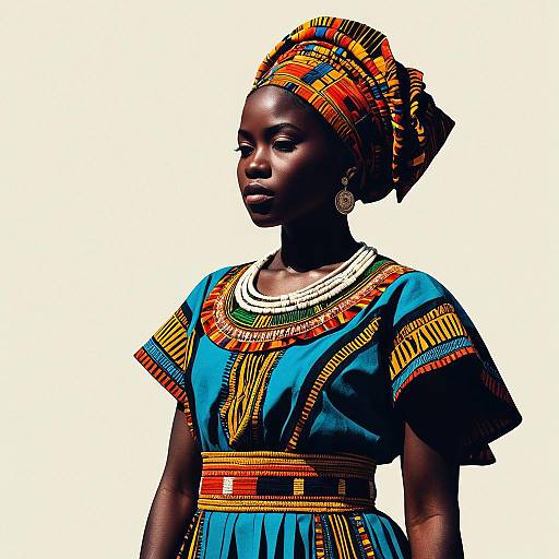 Flat Vibrant African Woman Illustration