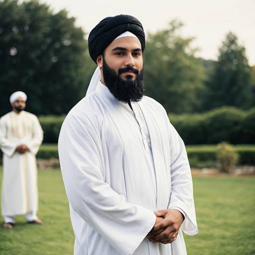 Muslim Groom in White Traditional Robe Outdoors