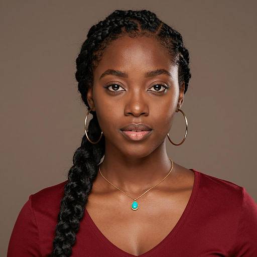 Portrait of Young Black Woman with Braided Hair