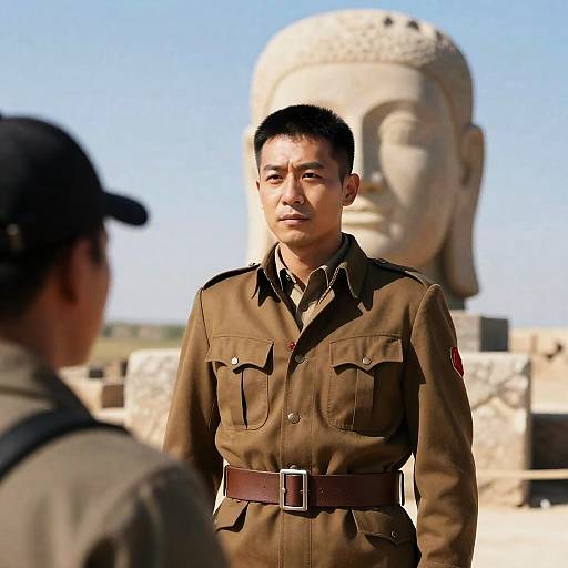 Ancient Ruins with Focused Men