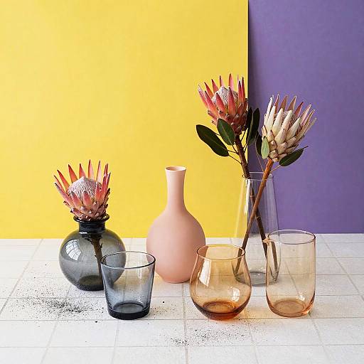 Elegant Still Life with Sculptural Glassware