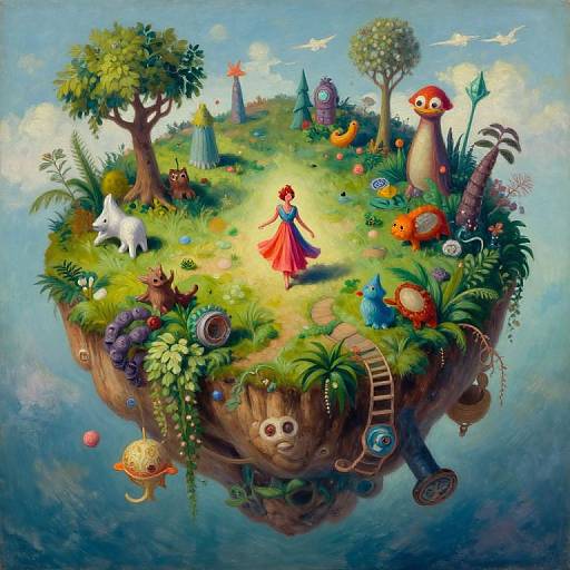 Surreal Floating Island Oil Painting