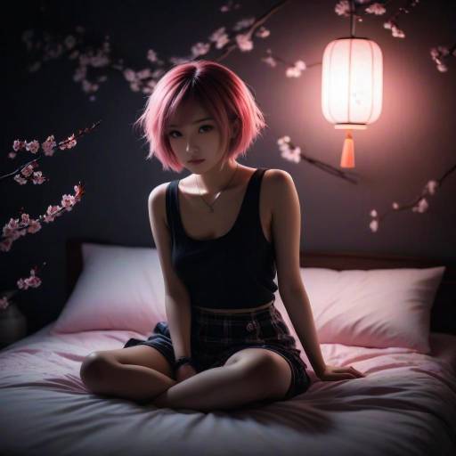 Captivating Nighttime Beauty on Bed