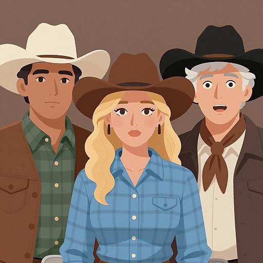 Western Attire Trio Illustration