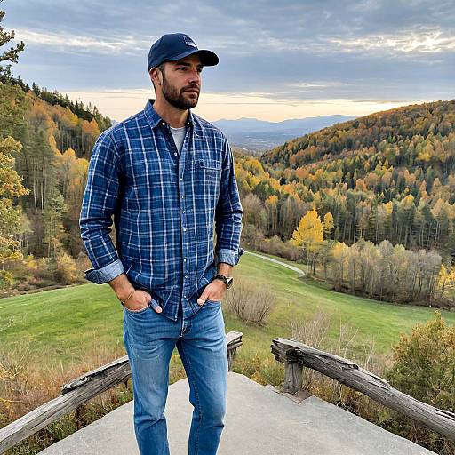 Man in Casual Fall Outfit Outdoors