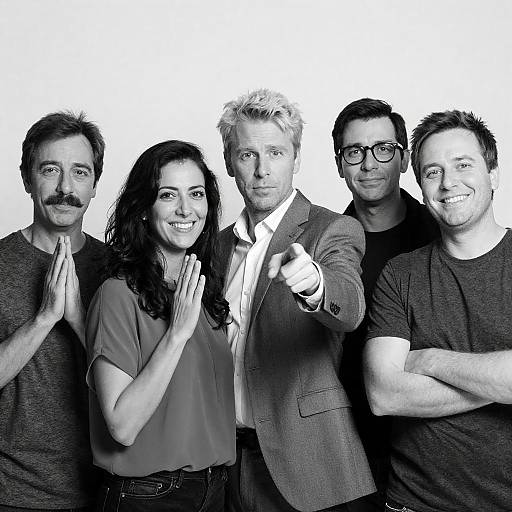 Black and White Group Portrait of Five Adults