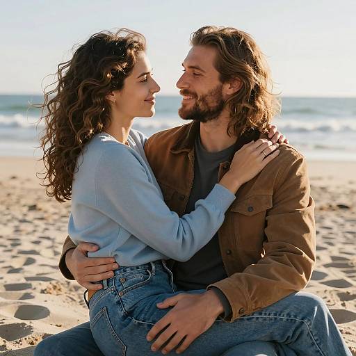 Romantic Beach Moment: Couple in Love