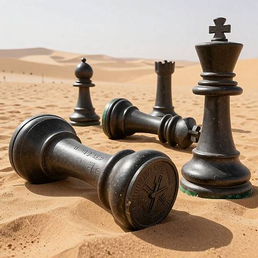 Giant Chess Pieces in Desert