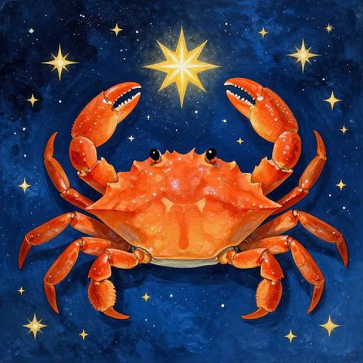 Vibrant Cancer Zodiac Crab Artwork