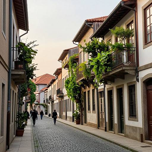 Charming Narrow Cobblestone Streetscape