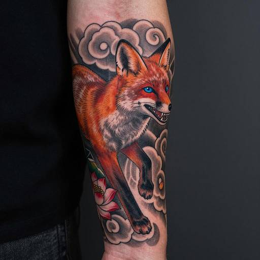 Vibrant Fox Tattoo Design on Arm
