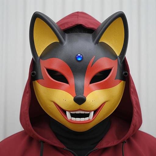 Mysterious Figure in Vibrant Fox Mask