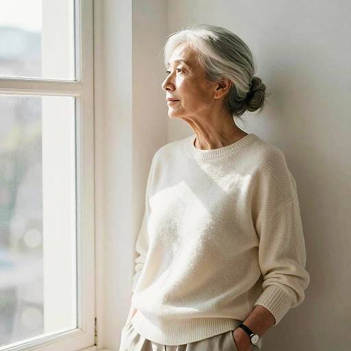 Thoughtful Elderly Woman by Window