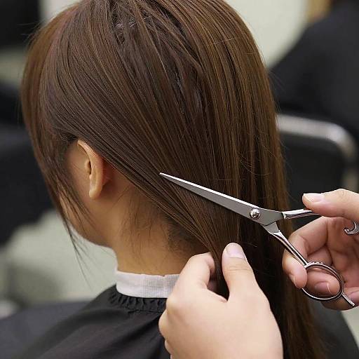 Close-Up Haircut with Silver Scissors