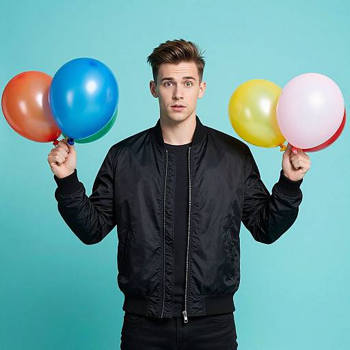Confident Young Man with Balloons
