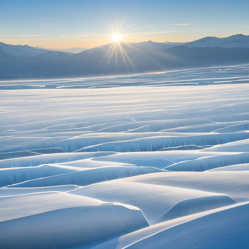 Scenic Polar Ice Caps in Hazy Sunlight