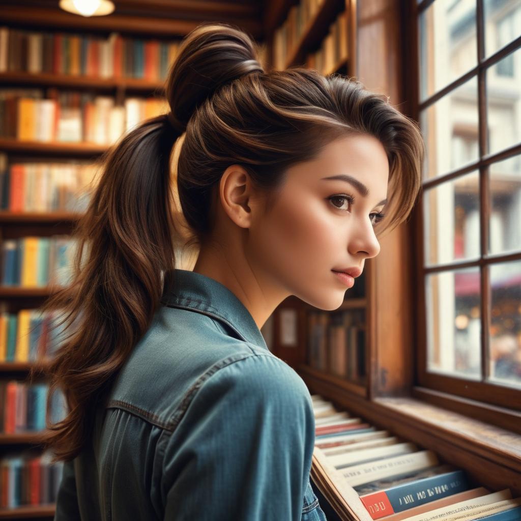 Vintage Portrait in a Bookstore