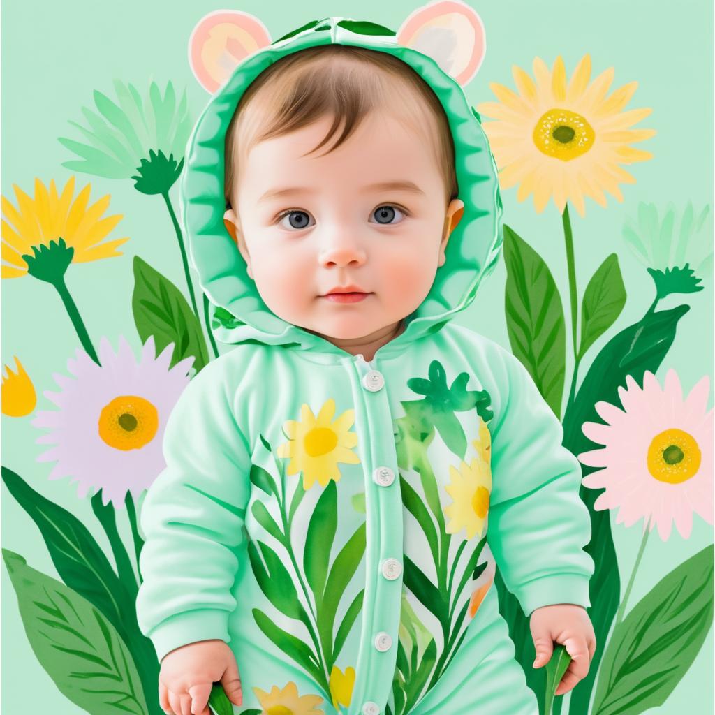 Whimsical Toddler Portrait in Pastel Style