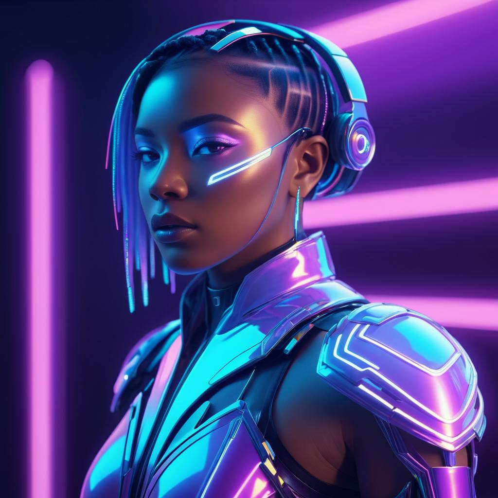 Futuristic Cyborg Character Design Illustration