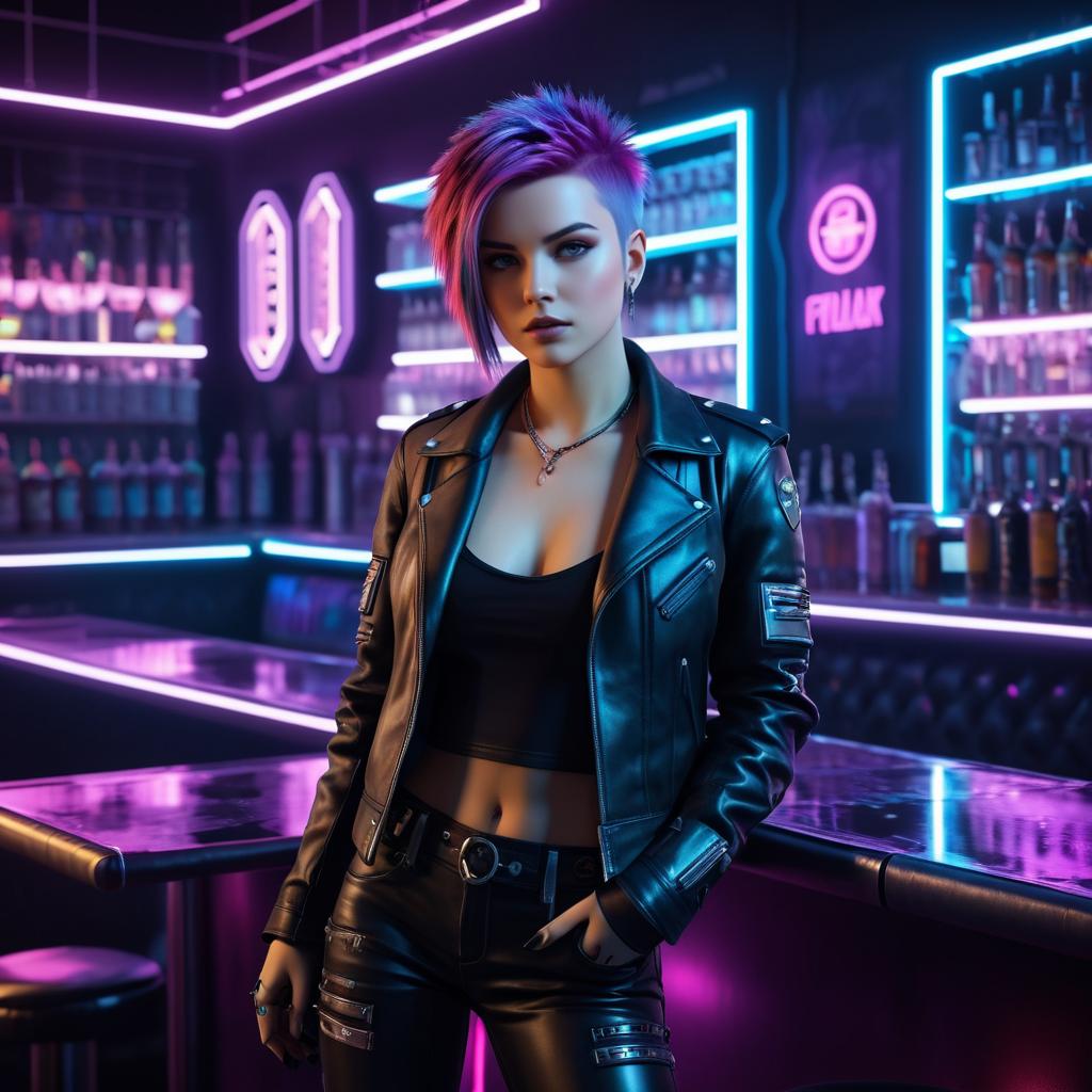 Futuristic Cyberpunk Bartender Scene