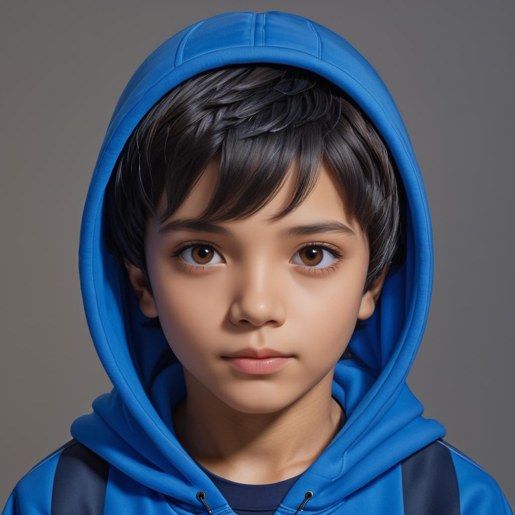 Vibrant Portrait of a Young Boy in Hoodie