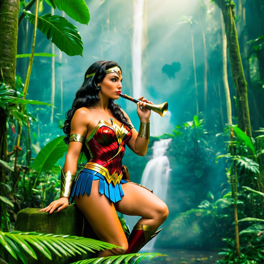 Wonder Woman's Peaceful Moment in Nature