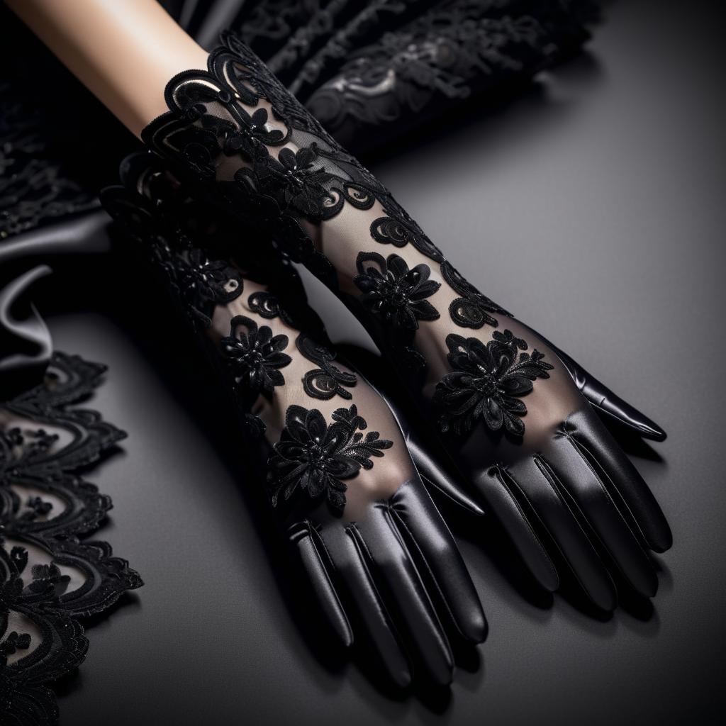 Elegant Evening Gloves with Lace Detail