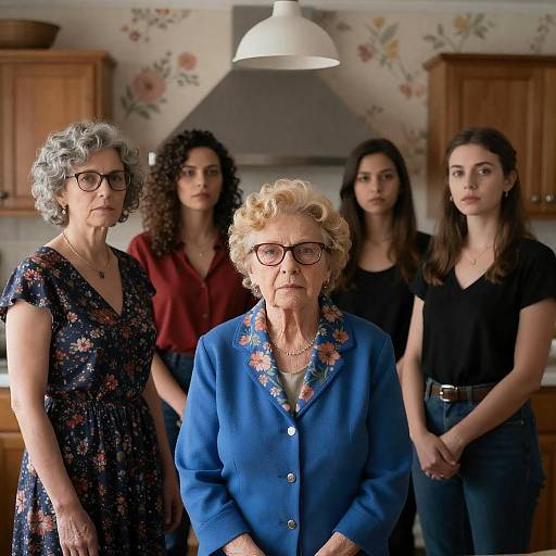 Five Women in a Cozy Kitchen Scene