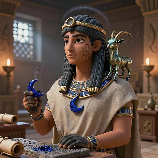 Mythic Babylonian Scribe Portrait Illustration