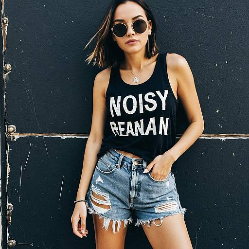 Casual Woman in Graphic Tank Top