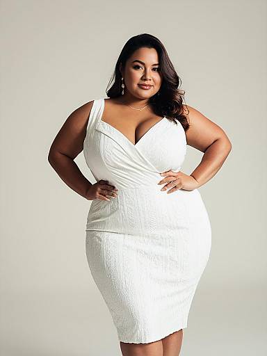 Plus Size Woman in White Dress
