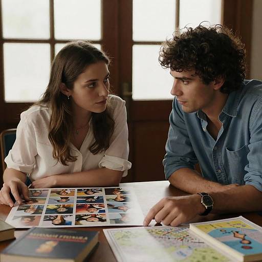 Intense Conversation Over a Collage