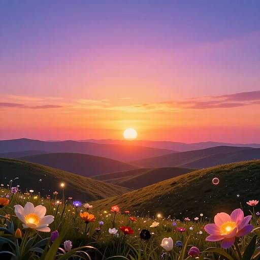 Surreal Sunrise with Mystical Glow