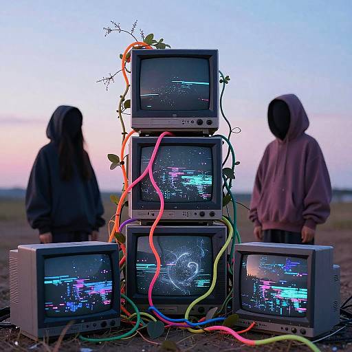 Dreamcore Retro Tech with Neon Vines