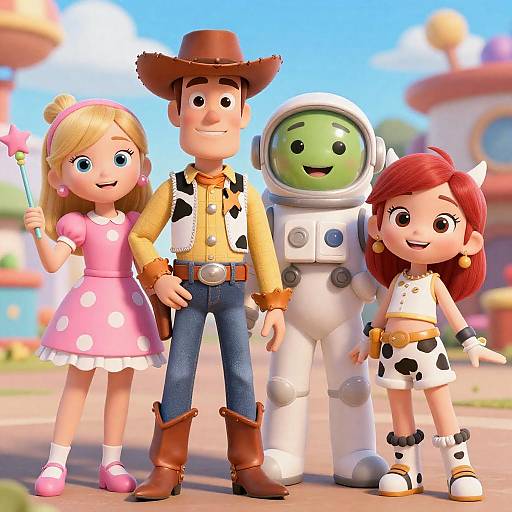 Whimsical Characters in Colorful Scene