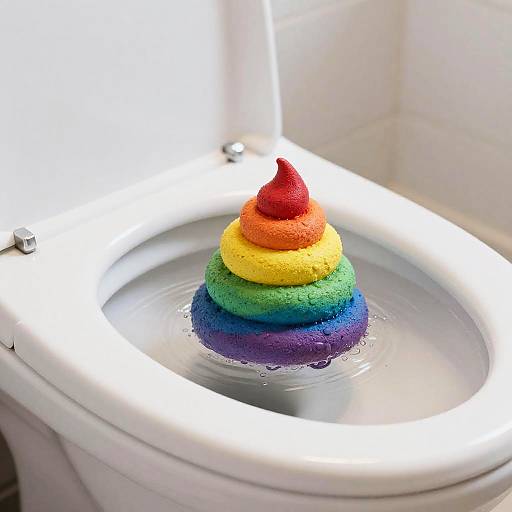 Vivid Rainbow Poop in Modern Bathroom