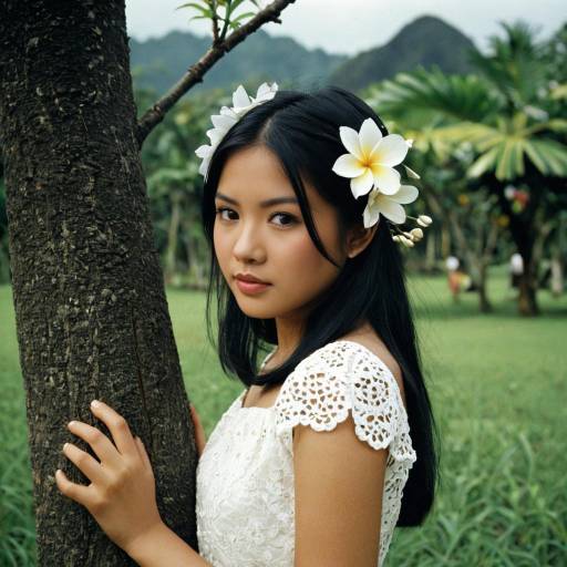 Young Filipino Woman with Flower Hair Ornament