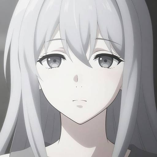 Monochrome Anime Emotionless Portrait