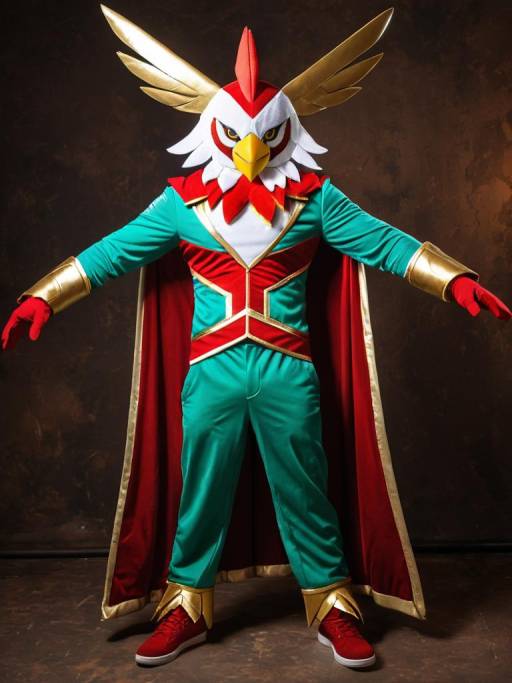 Man in Realistic Hawlucha Cosplay Costume