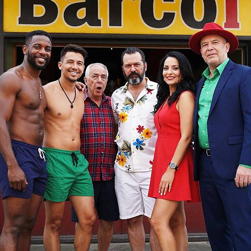 Vibrant Group Portrait at the Bar
