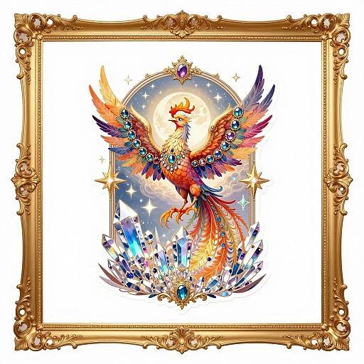 Majestic Phoenix in Ornate Golden Frame