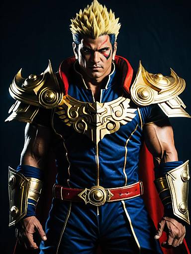 Man Cosplaying as Raoh in Detailed Costume