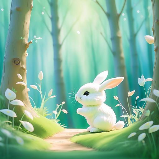 Adorable Baby Rabbit in Fantasy Forest Adorable Baby Rabbit in Fantasy Forest