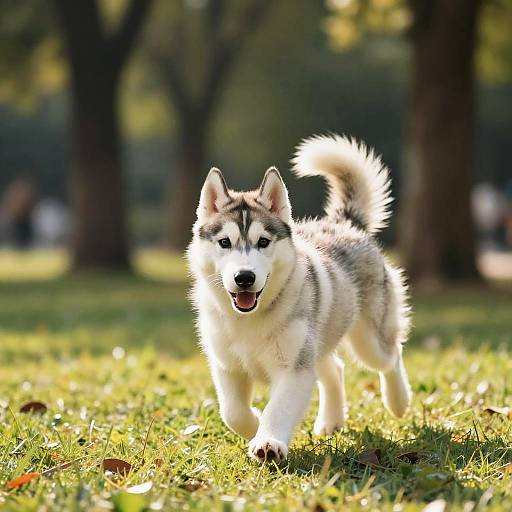 Playful Siberian Husky Puppy in Park