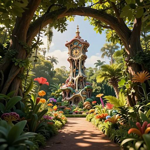 Surreal Melting Tower in Enchanted Garden