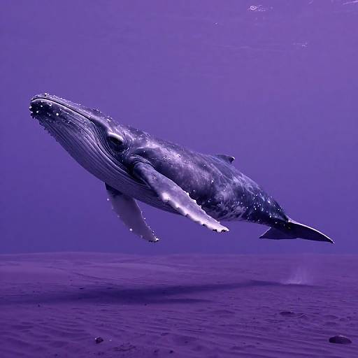 Translucent Gray Whale Flying Over Desert