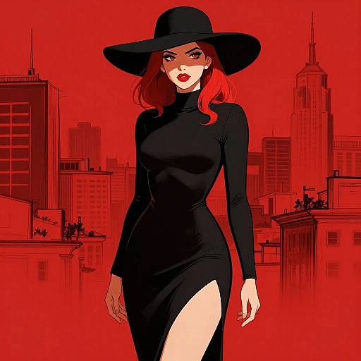 Sultry Red-Haired Woman Illustration