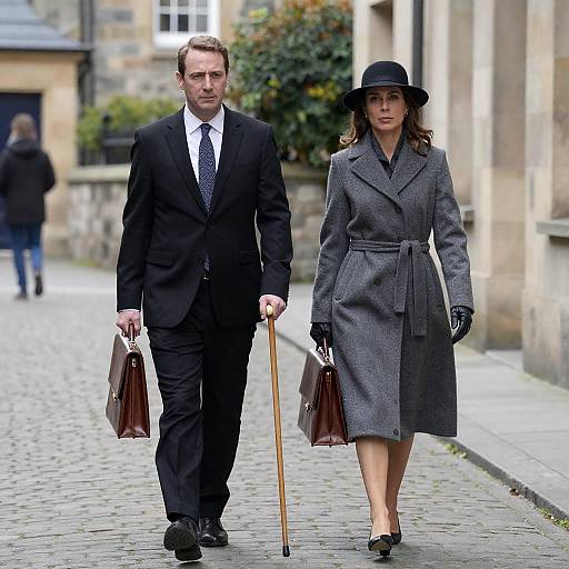 Couple Strolling in Cobblestone Alley